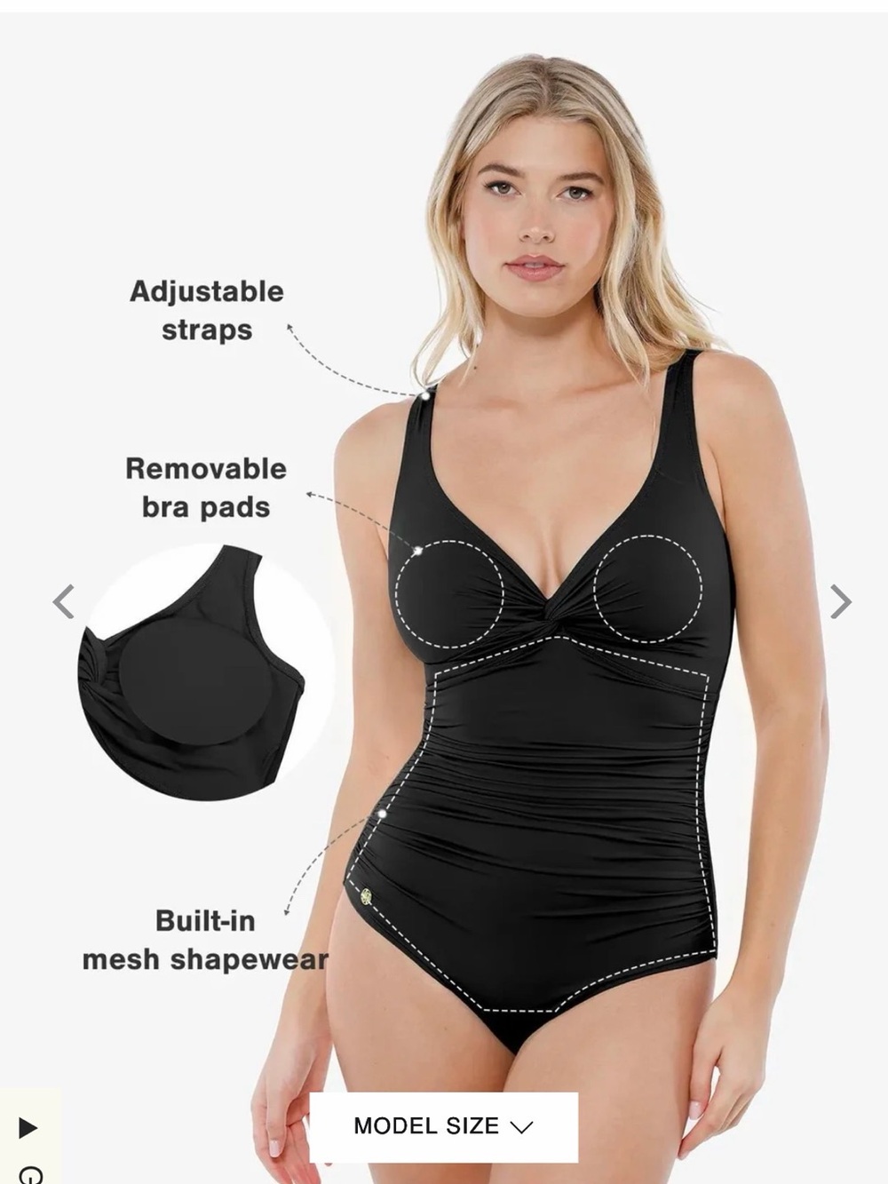 Twist-Front Black One-Piece Swimsuit - Women Swim - Picture 4 of 8